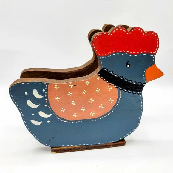 Vintage Chicken Napkin/Mail Holder HandPainted Country Handmade/Handpainted OOAK - Picture 1 of 9